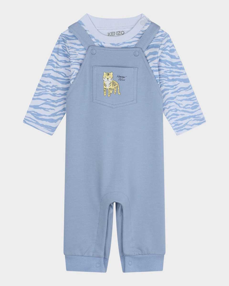 Boy's Logo-Print Overalls & T-Shirt Set, Size 6M-18
