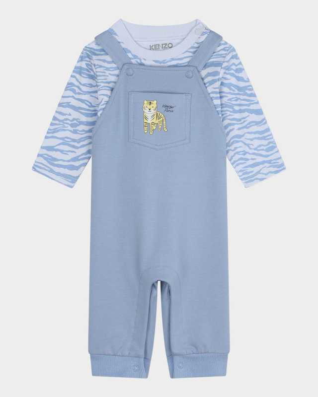 Boy's Logo-Print Overalls & T-Shirt Set, Size 6M-18