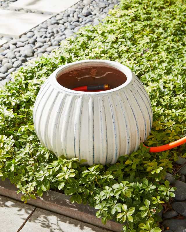 Garden Hose Container, Distressed White