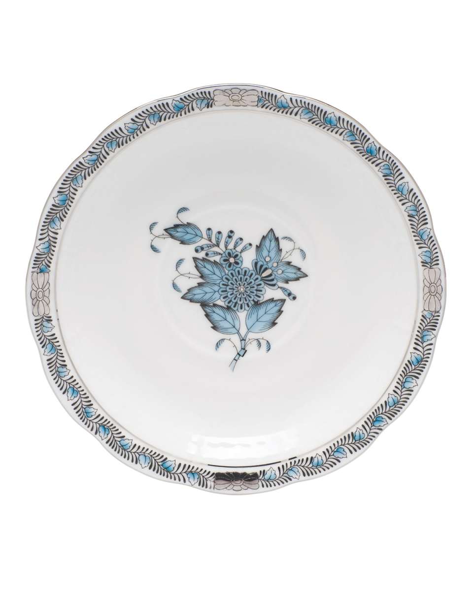 Chinese Bouquet Turquoise & Platinum Tea Saucer