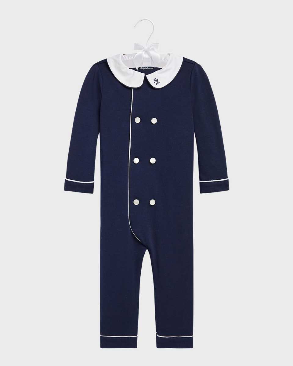 Boy's Double Breasted Embroidered Coverall, Size 3M-24M