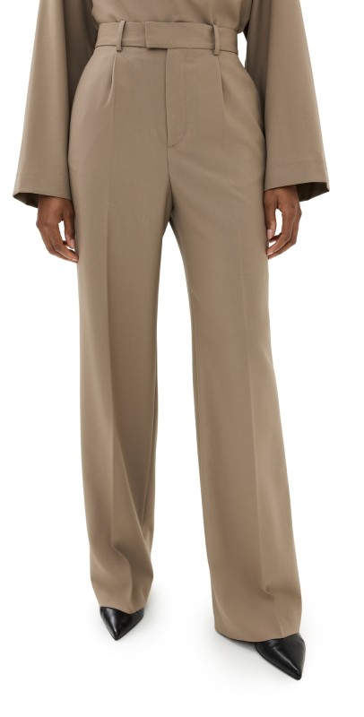 Róhe Relaxed Single Pleated Trousers Khaki