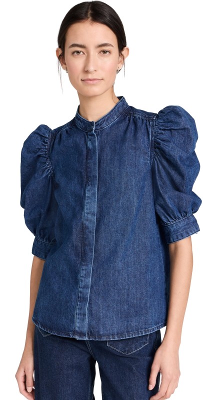 FRAME Short Sleeve Gillian Top Dark Room