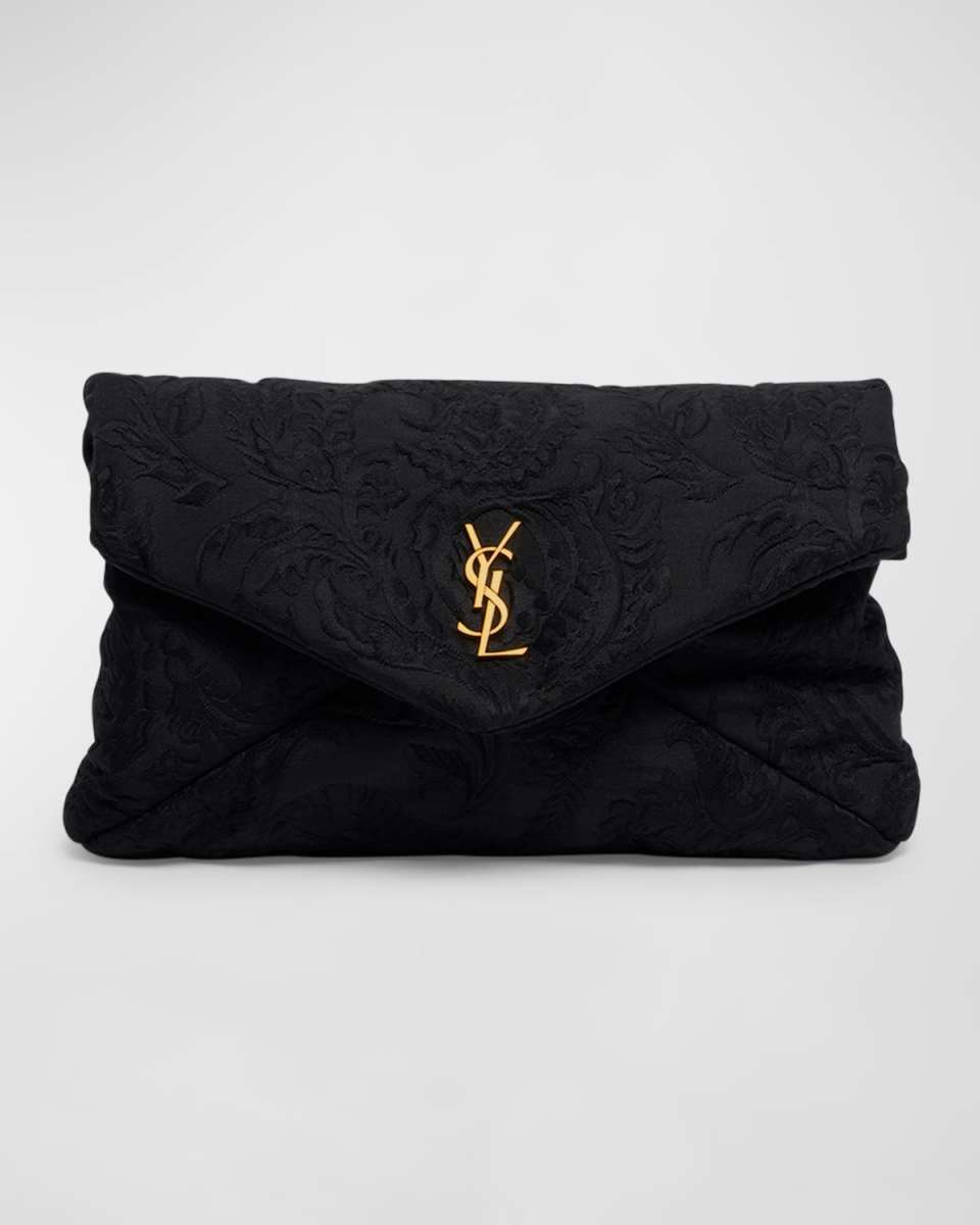 Large YSL Envelope Pouch in Lace Brocade Wool