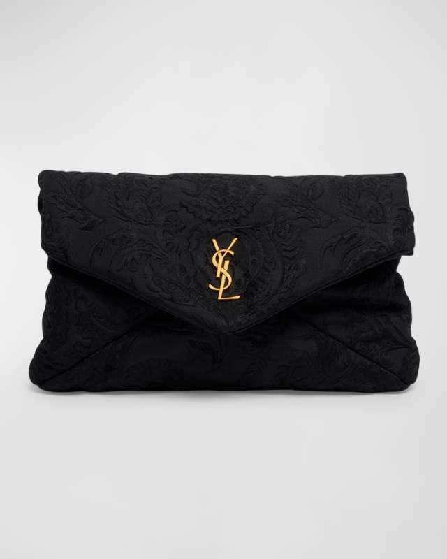 Large YSL Envelope Pouch in Lace Brocade Wool
