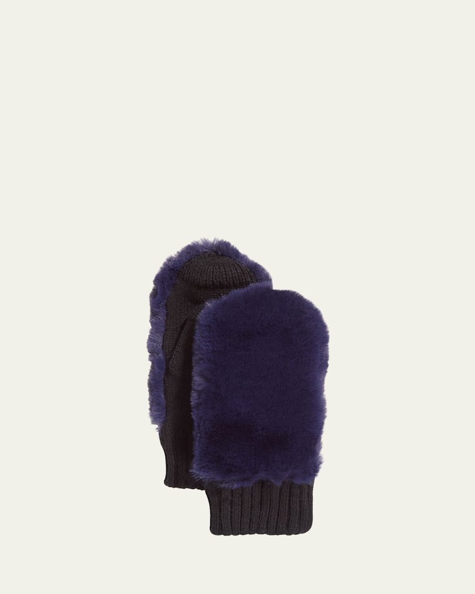 Faux-Fur Knit Mittens