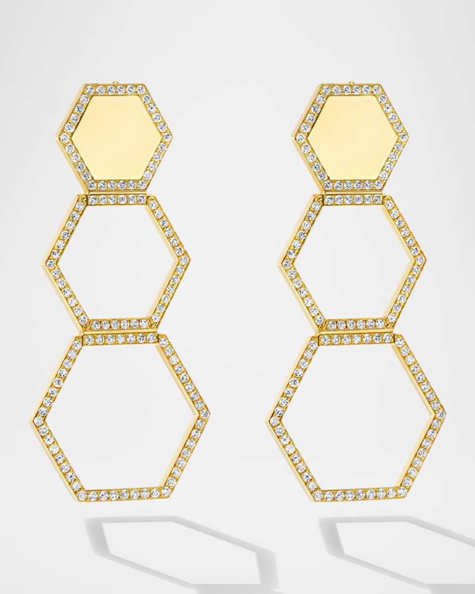 18K Yellow Gold B HOME Diamond Drop Earrings