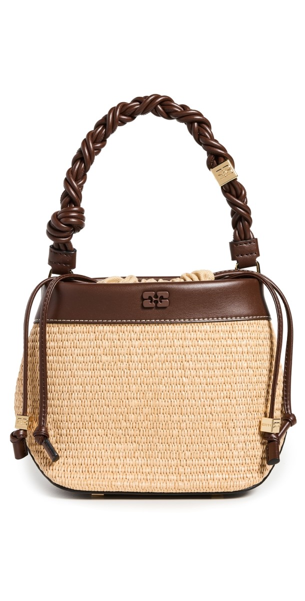 GANNI Ganni Raffia Bou Bucket Bag Nature
