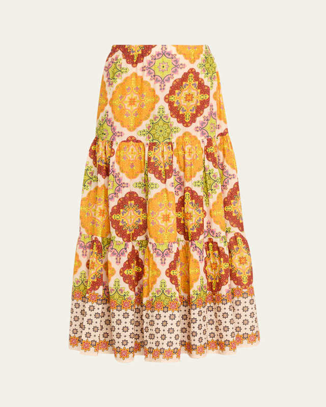 Melanie Blooming Hills Blue Print Skirt