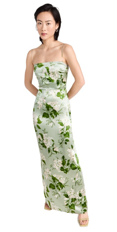 Reformation Frankie Silk Dress Tea Garden