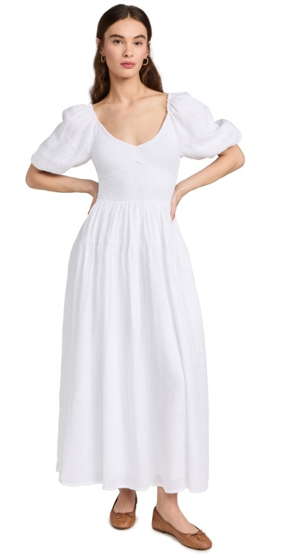 FAITHFULL THE BRAND Rosarico Midi Dress White