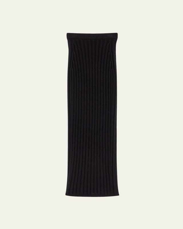 Seta Wool-Cashmere Ribbed Maxi Skirt