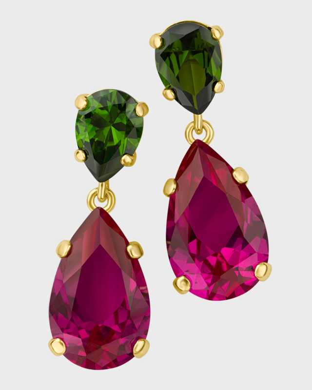 Double Pear Cubic Zirconia Drop Post Earrings