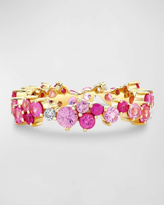 Cocktail Eternity Ring with Pink Sapphires, Size