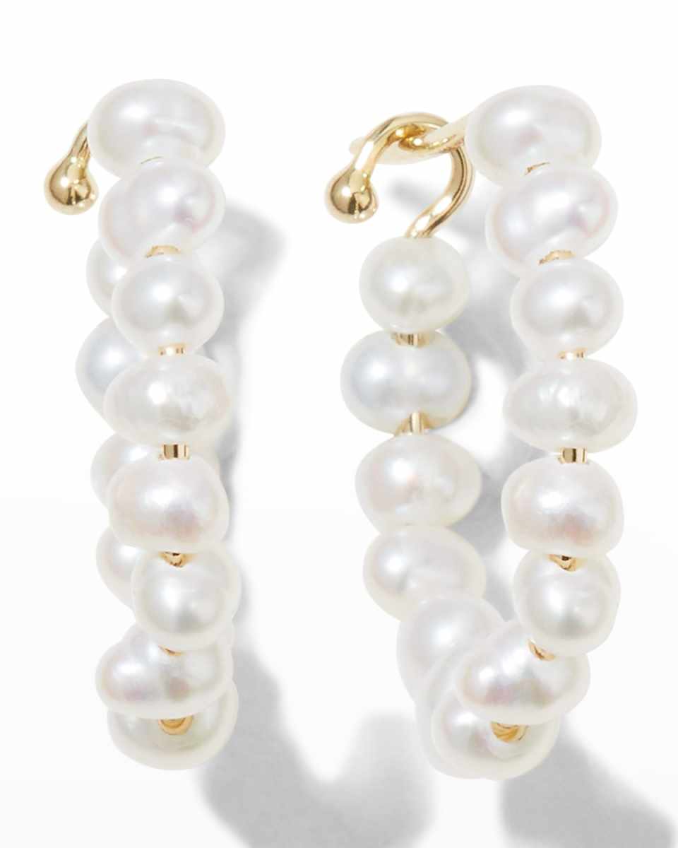 Freshwater Pearl Diamond Hook Earrings
