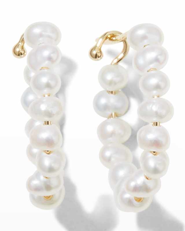 Freshwater Pearl Diamond Hook Earrings