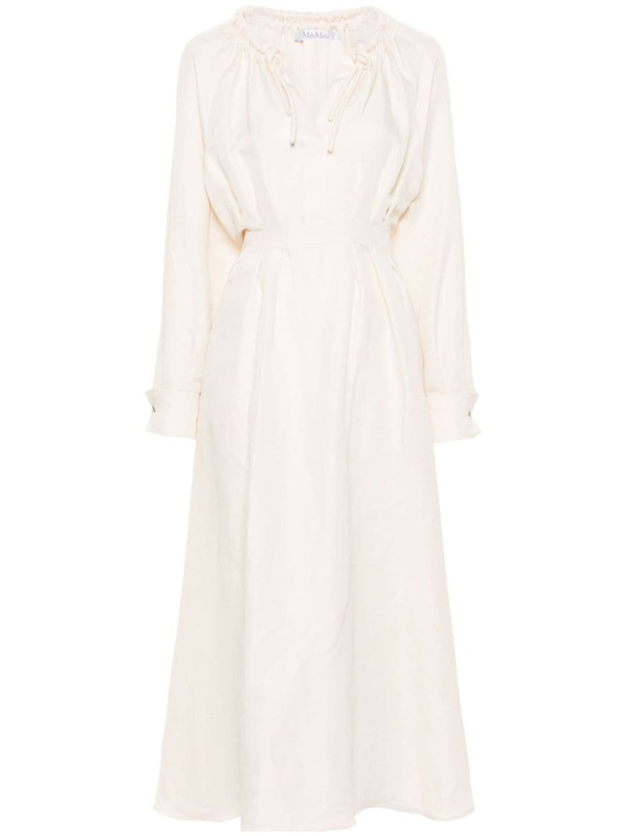 drawstring-neck midi dress