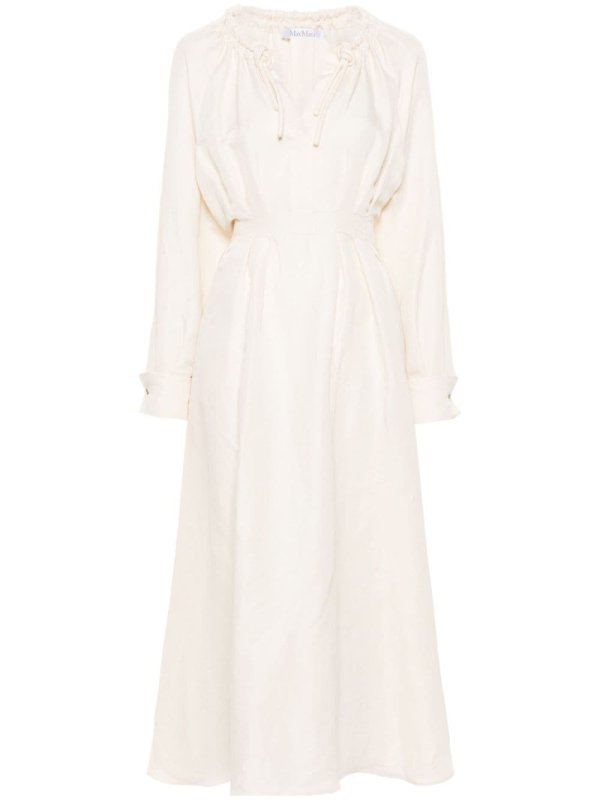 drawstring-neck midi dress