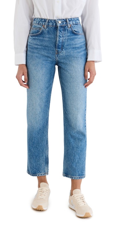 Reformation Cynthia High Rise Straight Cropped Jeans Colorado