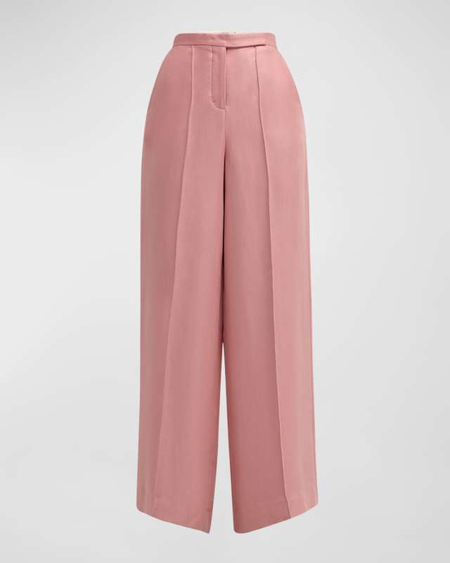 Slouchy Elegance Wide-Leg Twill Pants