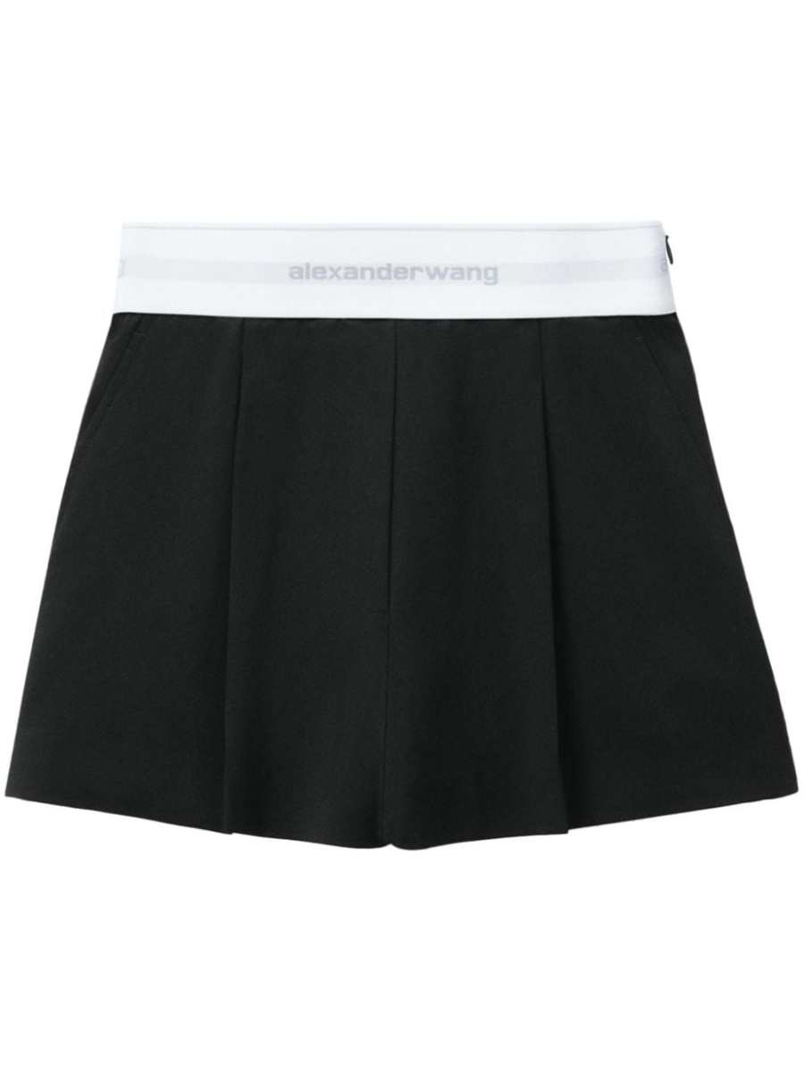 logo-waistband pleated shorts