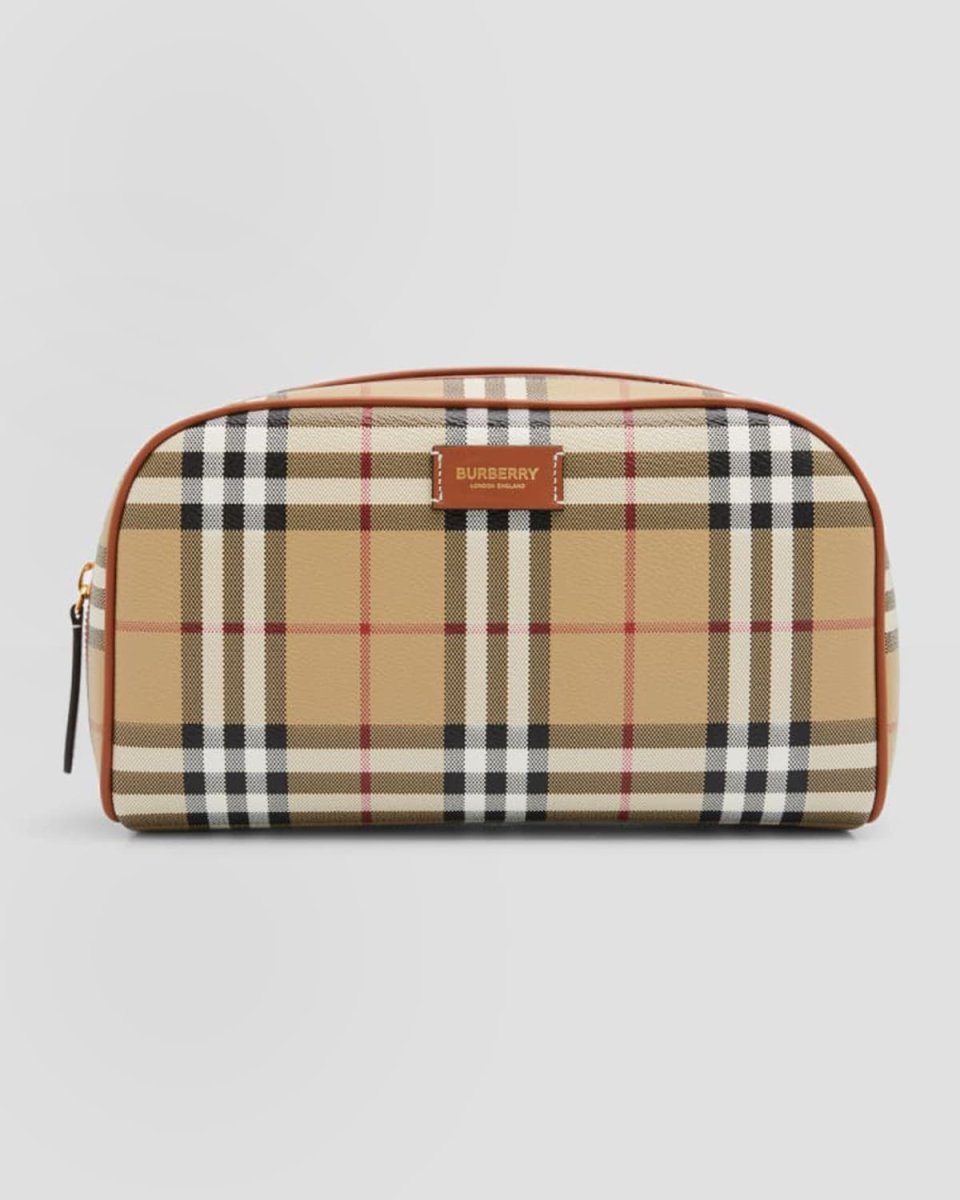 Check Zip Cosmetic Pouch Bag