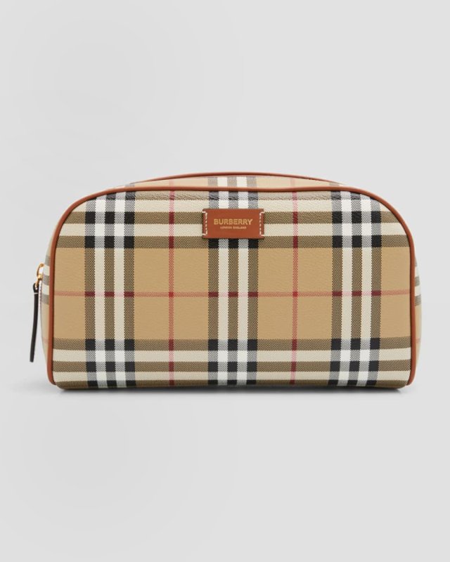Check Zip Cosmetic Pouch Bag