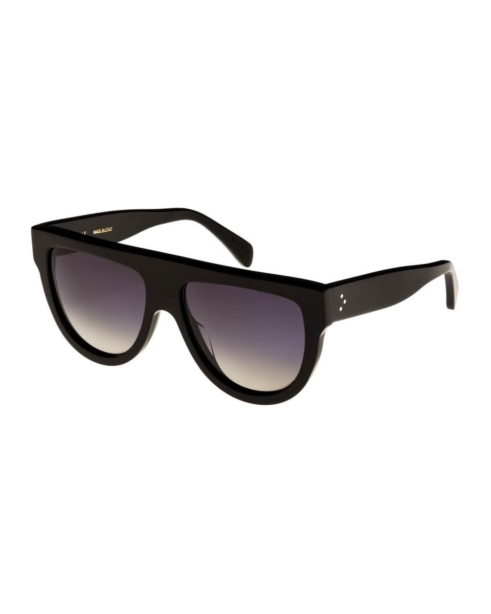 Flattop Gradient Shield Sunglasses, Black Pattern