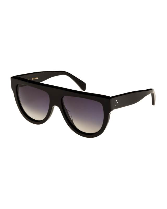Flattop Gradient Shield Sunglasses, Black Pattern