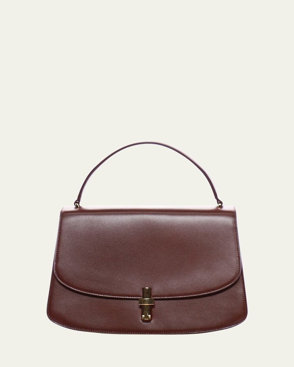 Sofia 10.00 Top Handle in Box Calfskin with Gold Hardware