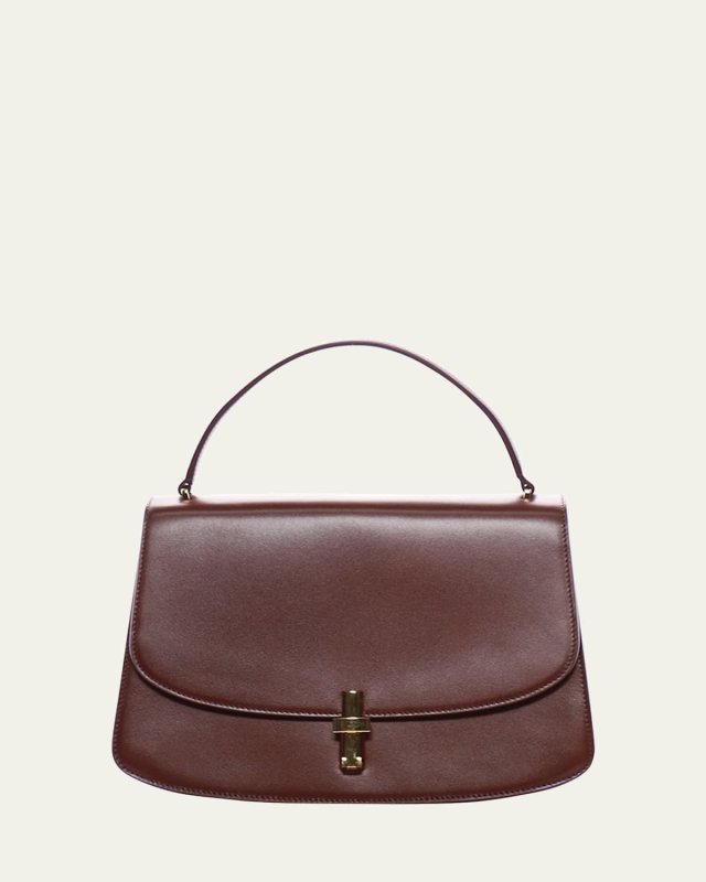 Sofia 10.00 Top Handle in Box Calfskin with Gold Hardware