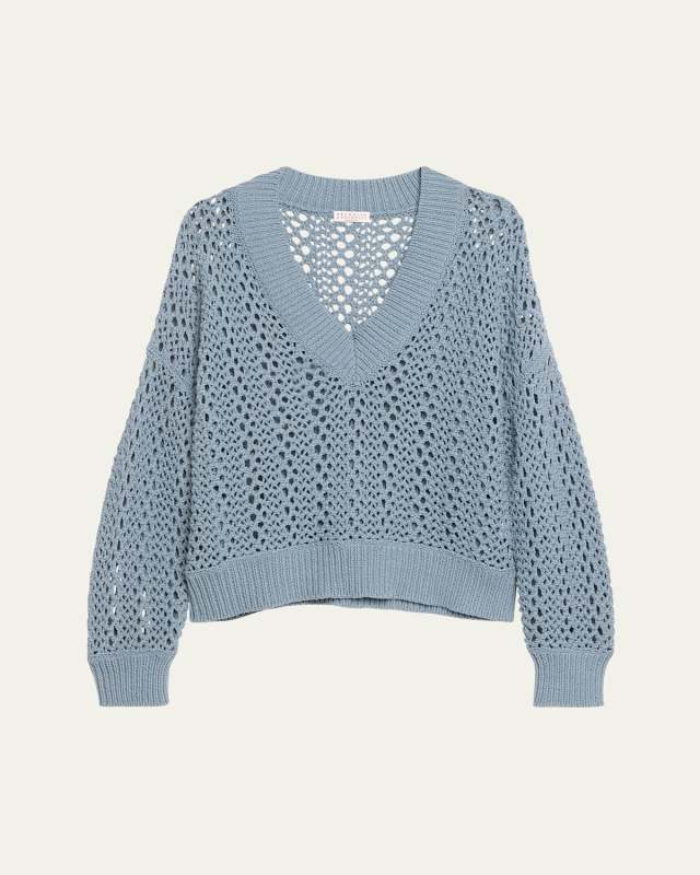 Cotton Open-Work Knit Sweater