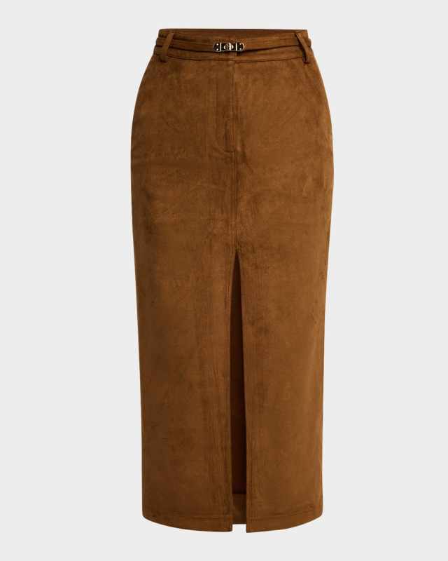 Medina Vegan Suede Skirt with Belt