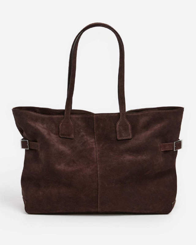 Flattered Lesley Tote Bag Suede Chocolate