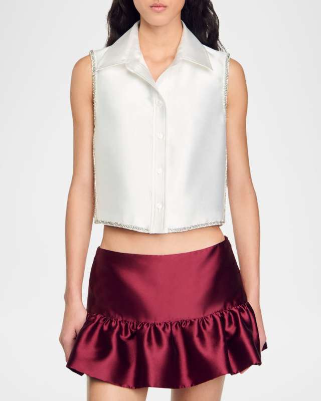 Gleam Embellished Heavy Satin Shirt