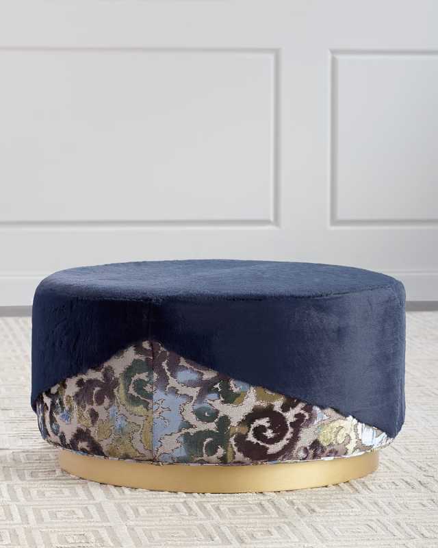 Misha Faux-Fur Round Ottoman