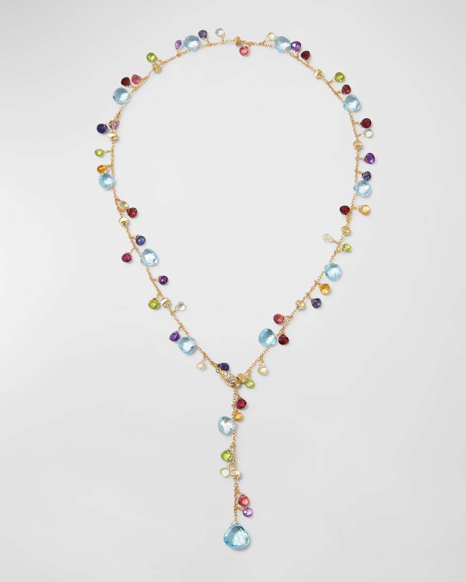Paradise 18K Yellow Gold Diamond Lariat with Mixed Stones