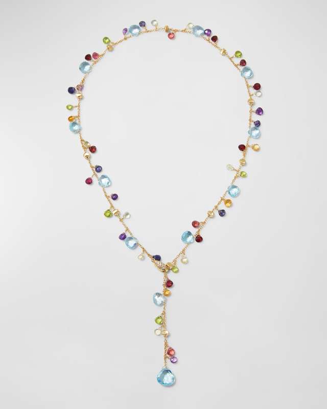 Paradise 18K Yellow Gold Diamond Lariat with Mixed Stones
