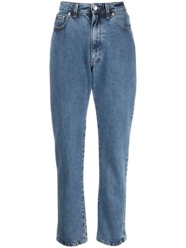 high-rise straight-leg jeans