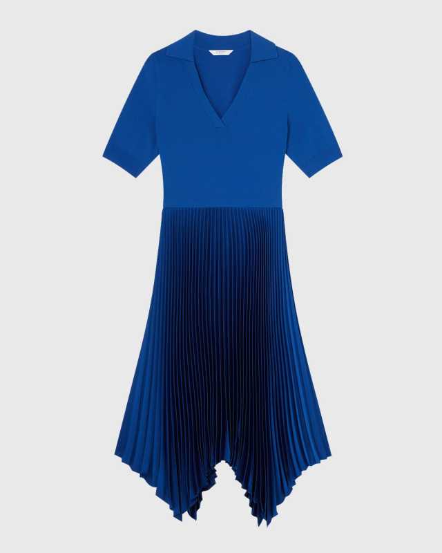 Lorna Pleated Handkerchief Midi Dress