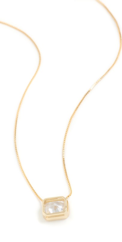 SHASHI Emerald Baguette Necklace Crystal