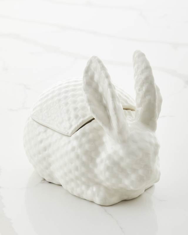 White Wicker-Textured Easter Rabbit Box
