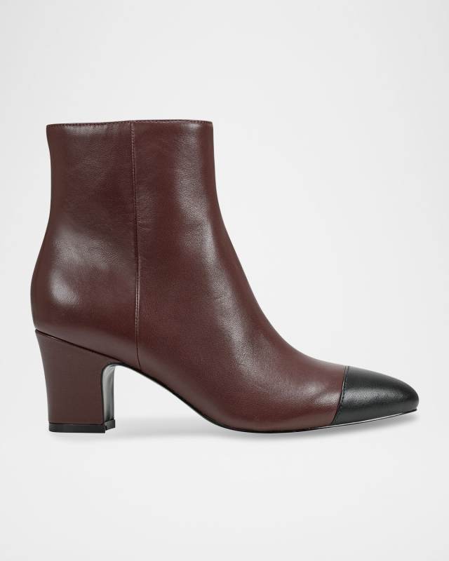 Bicolor Leather Ankle Booties