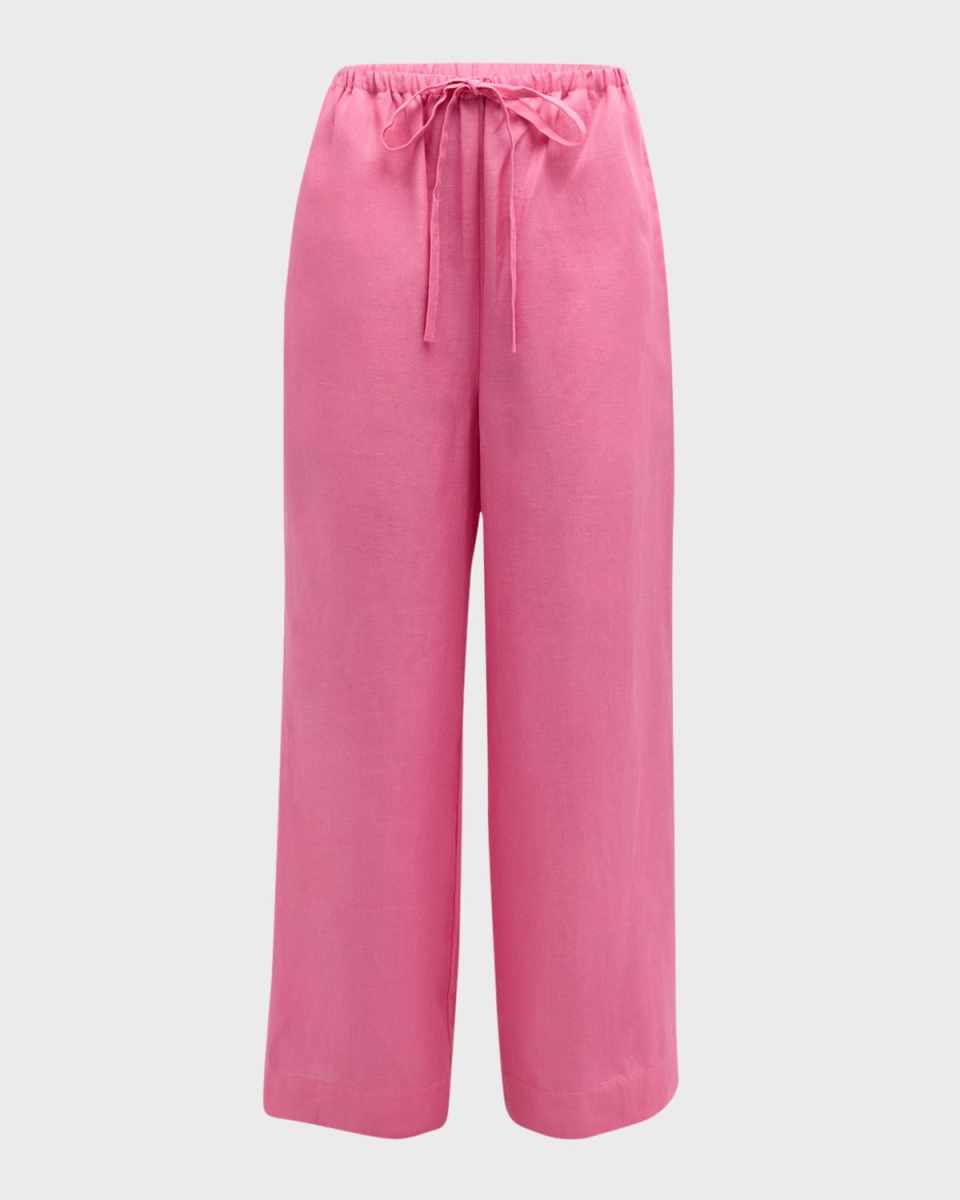 Delphi Organic Linen Wide-Leg Drawstring Pants