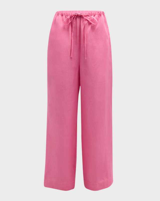 Delphi Organic Linen Wide-Leg Drawstring Pants