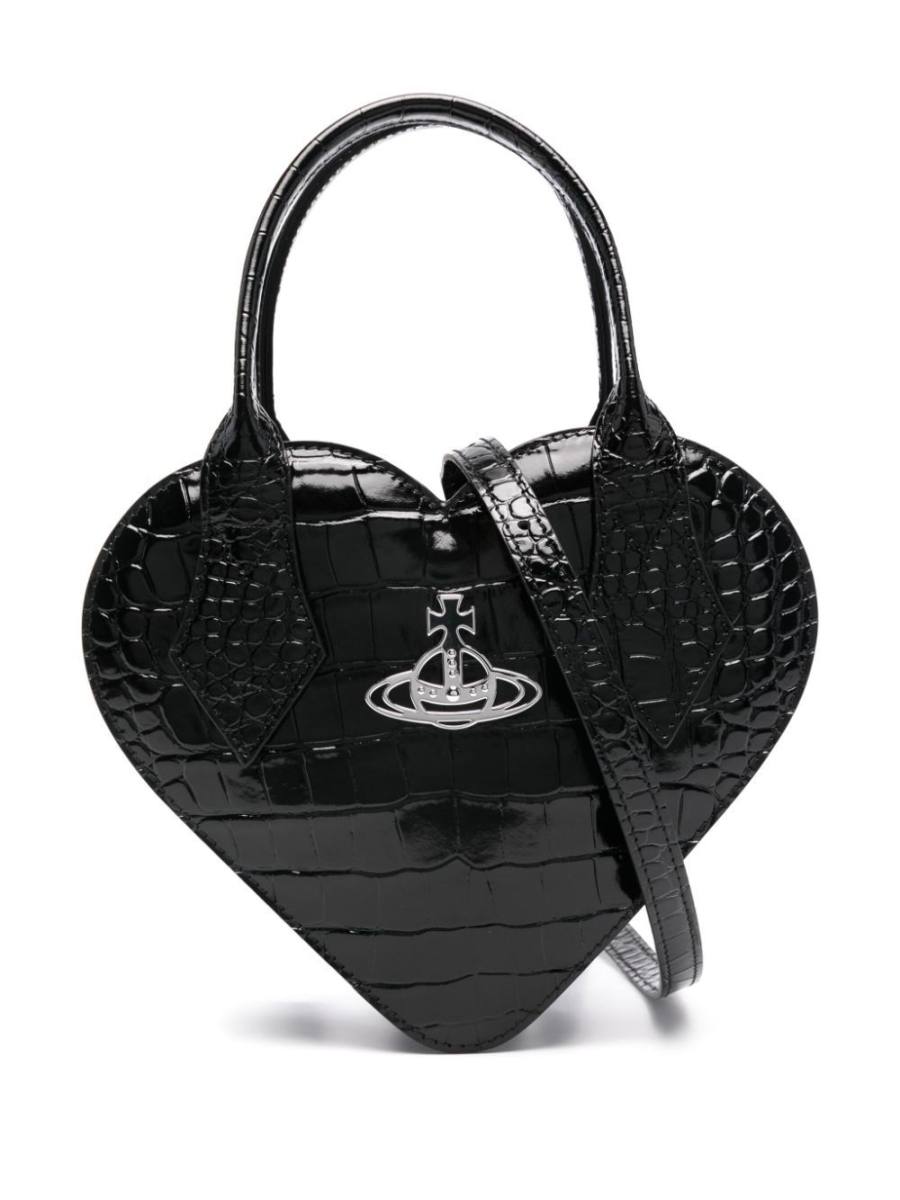 Heart leather tote bag