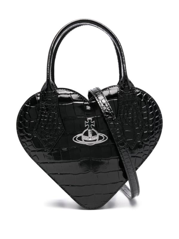 Heart leather tote bag