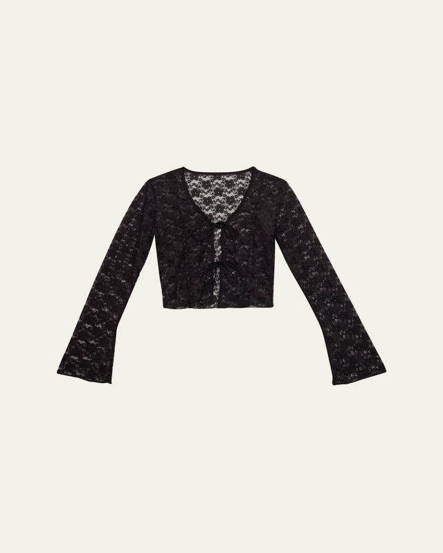 Girl's Lacey Open Front Cardigan, Size S-X