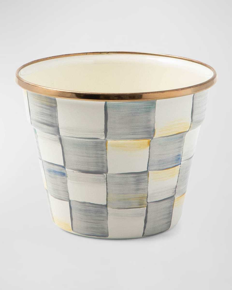 Sterling Check Enamel Small Garden Pot
