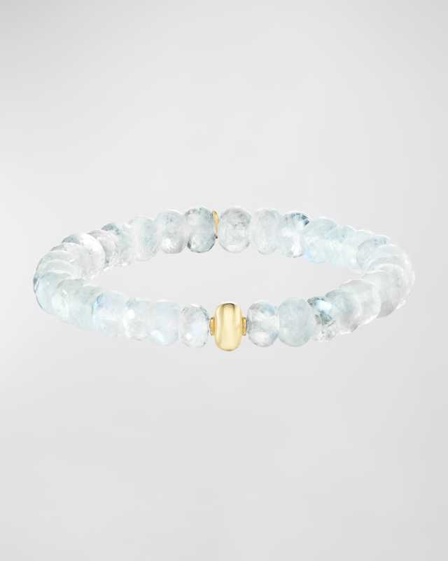 14K Rainbow Moonstone 8mm Beaded Bracelet with Plain Donut